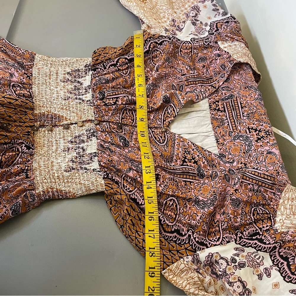 Free People L Mexicali Rose Maxi Dress Boho Peasant Featival Whimsi Renaissance - Picture 11 of 14